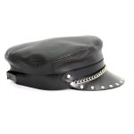 Hot Leathers Flat Top Biker Leather Cap with Rivets LHA2005 - Image 7