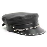 Hot Leathers Flat Top Biker Leather Cap with Rivets LHA2005 - Image 8