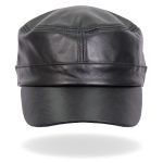 Hot Leathers LHA2007 Black Leather Cadet Cap - Image 2