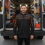 MMCC Men’s Octane Long Sleeve Mechanic Shirt – Black with Orange Stripe – 50-50 Cotton Poly – MMCC16003 - Image 2