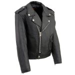 Milwaukee Leather LKK1920 Boy’s Black Classic Leather Biker Jacket with Patch Pocket Style