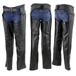 Milwaukee Leather Women’s Black Braided Leather Motorcycle Chaps w/ Stretch Panels, Adjustable Fit – LKL16700 - Image 4