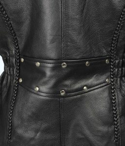Milwaukee Leather LKL2710 Women’s Classic Black Braided Motorcycle Jacket with Studded Back - Image 13
