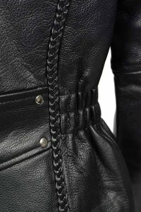 Milwaukee Leather LKL2710 Women’s Classic Black Braided Motorcycle Jacket with Studded Back - Image 14