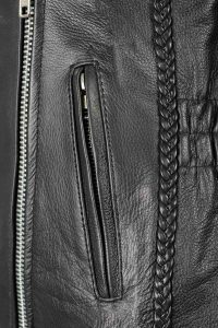 Milwaukee Leather LKL2710 Women’s Classic Black Braided Motorcycle Jacket with Studded Back - Image 8