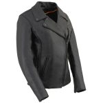 Milwaukee Leather LKL2711 Women’s Braided Black Leather Motorcycle Rider Jacket w/ Studded Back