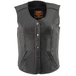 Milwaukee Leather LKL4701 Women’s Black Premium Leather Motorcycle Rider Vest w/ Classic 4-Snap Closure - Image 7