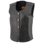 Milwaukee Leather LKL4701 Women’s Black Premium Leather Motorcycle Rider Vest w/ Classic 4-Snap Closure - Image 6
