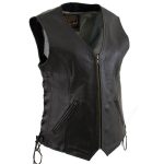 Milwaukee Leather Women’s Mistress Black Side Lace Leather Motorcycle Vest – LKL4714