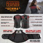 Milwaukee Leather Women’s Bling V-Neck Leather Motorcycle Vest with Rhinestone Detail - Image 4