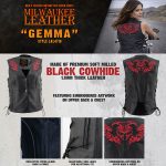 Milwaukee Leather Women’s Bling V-Neck Leather Motorcycle Vest with Rhinestone Detail - Image 5