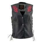 Milwaukee Leather Women’s Bling V-Neck Leather Motorcycle Vest with Rhinestone Detail - Image 14