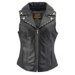 Milwaukee Leather Women’s Dita Black Motorcycle Leather Vest w/ Riveted Lapel Collar – LKL4720 - Image 11