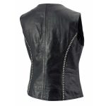 Milwaukee Leather Women’s ‘Bling’ Black Leather V-Neck Motorcycle Rider Vest with Rhinestone Detail – LK4721 - Image 9