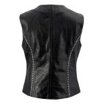 Milwaukee Leather Women’s ‘Bling’ Black Leather V-Neck Motorcycle Rider Vest with Rhinestone Detail – LK4721 - Image 10