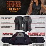 Milwaukee Leather Women’s ‘Bling’ Black Leather V-Neck Motorcycle Rider Vest with Rhinestone Detail – LK4721 - Image 4