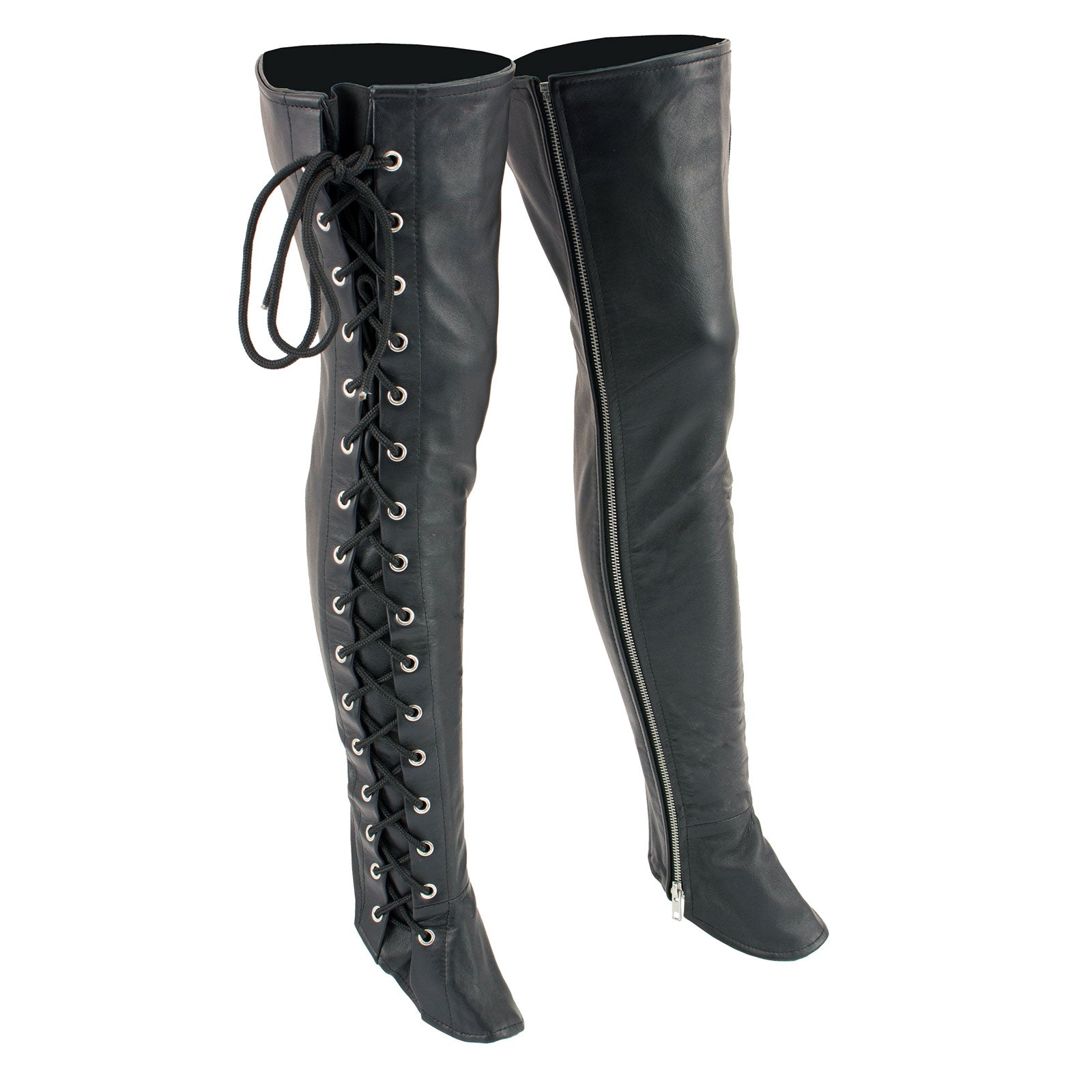 Milwaukee Leather LKL6760 Women’s Black Thigh High Leather Side Lace Leggings