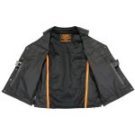 Milwaukee Leather LKM1360 Men’s Classic Black Leather V-Neck Motorcycle Rider Vest w/ Adjustable Side Laces - Image 4