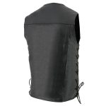 Milwaukee Leather LKM1360 Men’s Classic Black Leather V-Neck Motorcycle Rider Vest w/ Adjustable Side Laces - Image 6