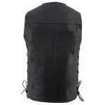 Milwaukee Leather LKM1360 Men’s Classic Black Leather V-Neck Motorcycle Rider Vest w/ Adjustable Side Laces - Image 2