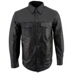 Milwaukee Leather LKM1600 Men’s Black Lightweight Casual Biker Style Leather Shirt - Image 10