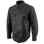 Milwaukee Leather LKM1600 Men’s Black Lightweight Casual Biker Style Leather Shirt - Image 8