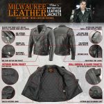 Milwaukee Leather LKM1701 Men’s Classic Side Laced Black Motorcycle Premium Leather Jacket with CE Armor Protection - Image 2
