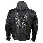 Milwaukee Leather Men’s Alibi Black Leather Motorcycle Jacket w/ CE Armor, Removable Hoodie – LKM17021
