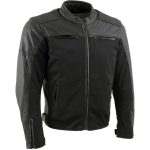 Milwaukee Leather Men’s Chaos Black Leather Motorcycle Jacket w/ CE Armor, Reflective Panels, Vents – LKM17022