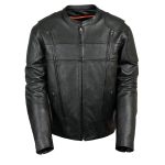 Milwaukee Leather LKM1705 Men’s Black Side Stretch Vented Black Leather Scooter Jacket