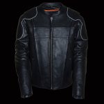 Milwaukee Leather LKM1705 Men’s Black Side Stretch Vented Black Leather Scooter Jacket - Image 4