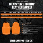 Milwaukee Leather Men’s Live to Ride Classic Retro Brown Premium Leather CE Armored Motorcycle Jacket – Side Lace – LKM1707 - Image 3