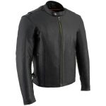 Milwaukee Leather LKM1710 Men’s Black Classic Scooter Style Leather Motorcycle Jacket w/ Removable Thermal Liner