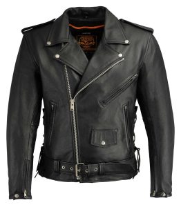 Milwaukee Leather Men’s Premium Black Leather Motorcycle Jacket – Vintage Police Style w/ Side Lace – LKM1711 - Image 9