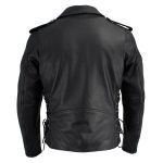 Milwaukee Leather Men’s Premium Black Leather Motorcycle Jacket – Vintage Police Style w/ Side Lace – LKM1711 - Image 4