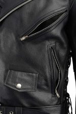 Milwaukee Leather Men’s Premium Black Leather Motorcycle Jacket – Vintage Police Style w/ Side Lace – LKM1711 - Image 8