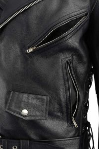 Milwaukee Leather Men’s Premium Black Leather Motorcycle Jacket – Vintage Police Style w/ Side Lace – LKM1711 - Image 8