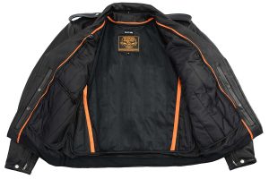 Milwaukee Leather Men’s Premium Black Leather Motorcycle Jacket – Vintage Police Style w/ Side Lace – LKM1711 - Image 6