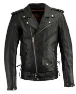 Milwaukee Leather LKM1711TALL Men’s Black Tall-Sizes Side Lace Police Style Leather Jacket - Image 10
