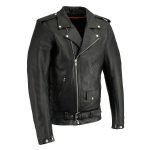 Milwaukee Leather LKM1711TALL Men’s Black Tall-Sizes Side Lace Police Style Leather Jacket