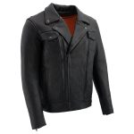 Milwaukee Leather LKM1720T Men’s Tall Sizes Black Premium Leather Motorcycle Vented Leather Jacket w/ Utility Pockets