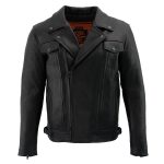 Milwaukee Leather LKM1720T Men’s Tall Sizes Black Premium Leather Motorcycle Vented Leather Jacket w/ Utility Pockets - Image 16
