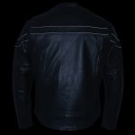 Milwaukee Leather Men’s Black Leather Sporty Crossover Scooter Motorcycle Jacket w/ Reflective Piping – LKM1725 - Image 10