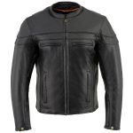 Milwaukee Leather Men’s Black Leather Sporty Crossover Scooter Motorcycle Jacket w/ Reflective Piping – LKM1725 - Image 17