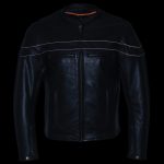 Milwaukee Leather Men’s Black Leather Sporty Crossover Scooter Motorcycle Jacket w/ Reflective Piping – LKM1725 - Image 9