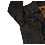 Milwaukee Leather LKM1760 Men’s Black Leather Motorcycle Riders Jacket w/ Multi-Utility Pockets - Image 7