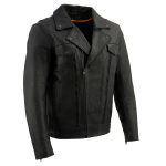 Milwaukee Leather LKM1760 Men’s Black Leather Motorcycle Riders Jacket w/ Multi-Utility Pockets
