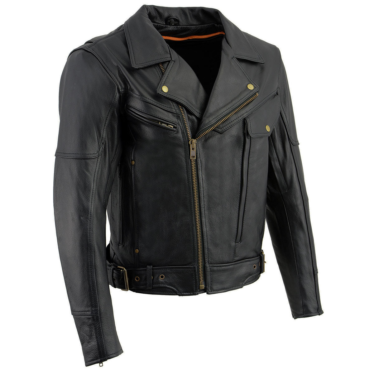 Milwaukee Leather LKM1770 Men’s Black Premium Thick Leather Motorcycle Jacket Brando Style Biker Jacket