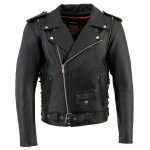 Milwaukee Leather LKM1775 Men’s Black Leather Vintage Brando Style Motorcycle Riders Jacket with Side Laces - Image 12