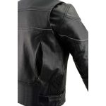 Milwaukee Leather LKM1785 Mens Black Leather Racer Style Motorcycle Jacket w/ Side Stretch and Reflective Piping - Image 8